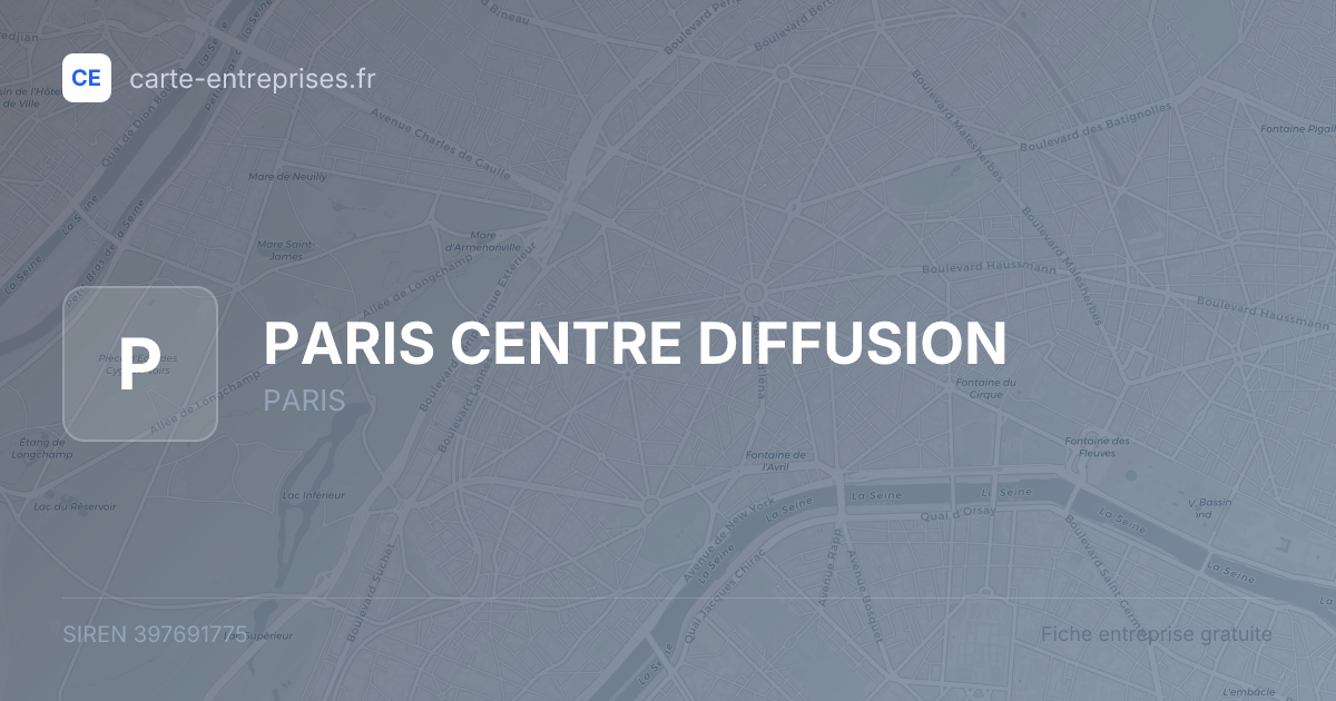 PARIS CENTRE DIFFUSION — 397691775 — fiche entreprise