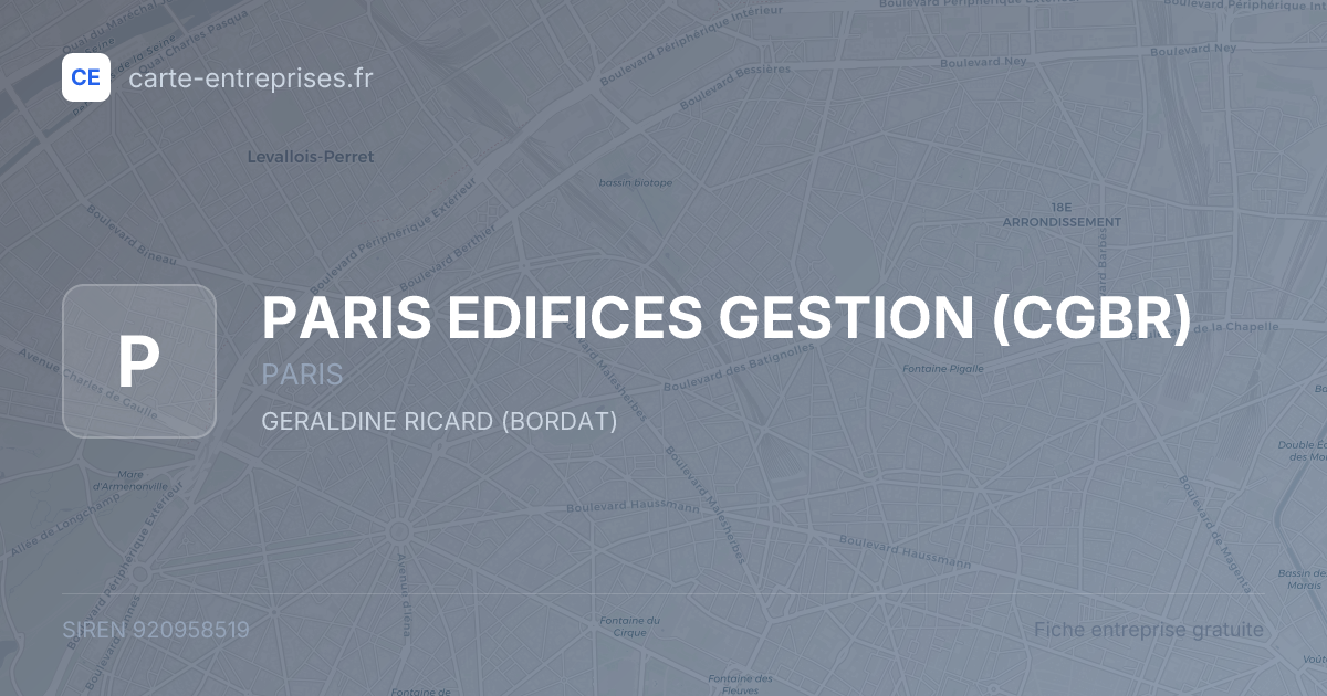 PARIS EDIFICES GESTION (CGBR) — 920958519 — fiche entreprise