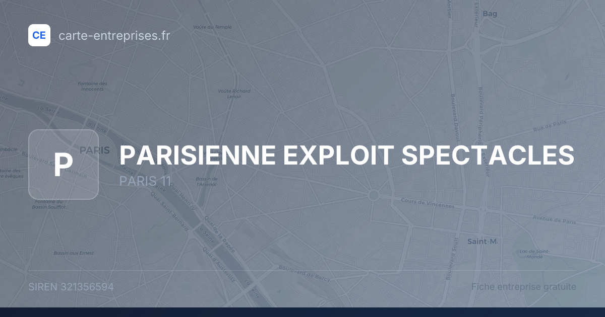 PARISIENNE EXPLOIT SPECTACLES — 321356594 — fiche entreprise