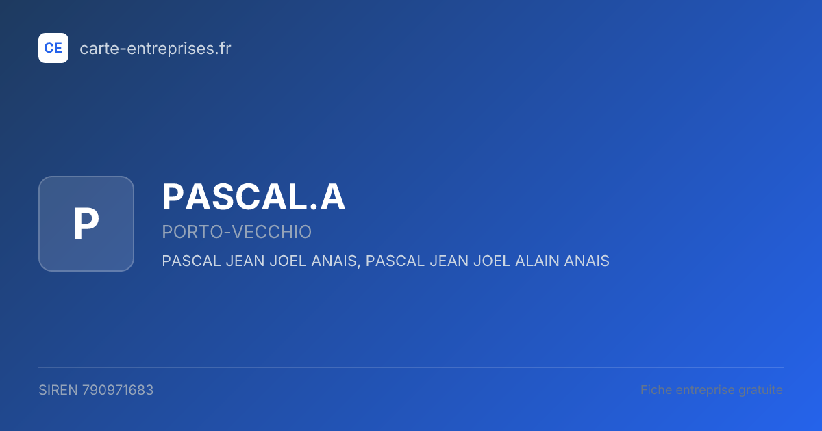 PASCAL.A — 790971683 — fiche entreprise