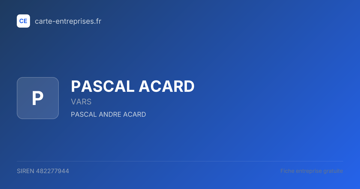 PASCAL ACARD — 482277944 — fiche entreprise