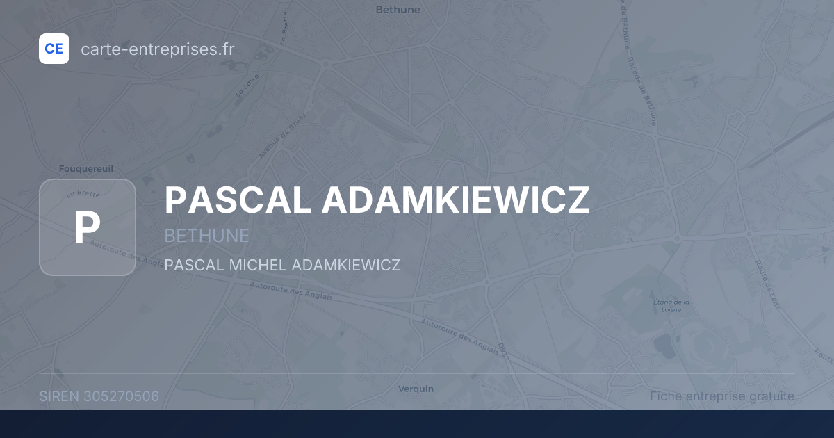 PASCAL ADAMKIEWICZ — 305270506 — fiche entreprise