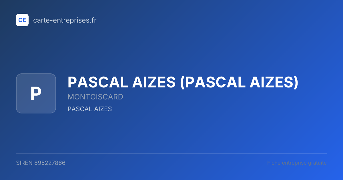 PASCAL AIZES — 895227866 — fiche entreprise