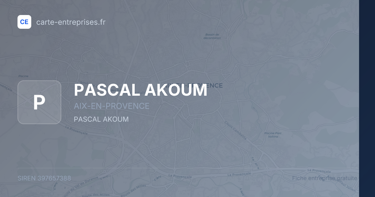 PASCAL AKOUM — 397657388 — fiche entreprise