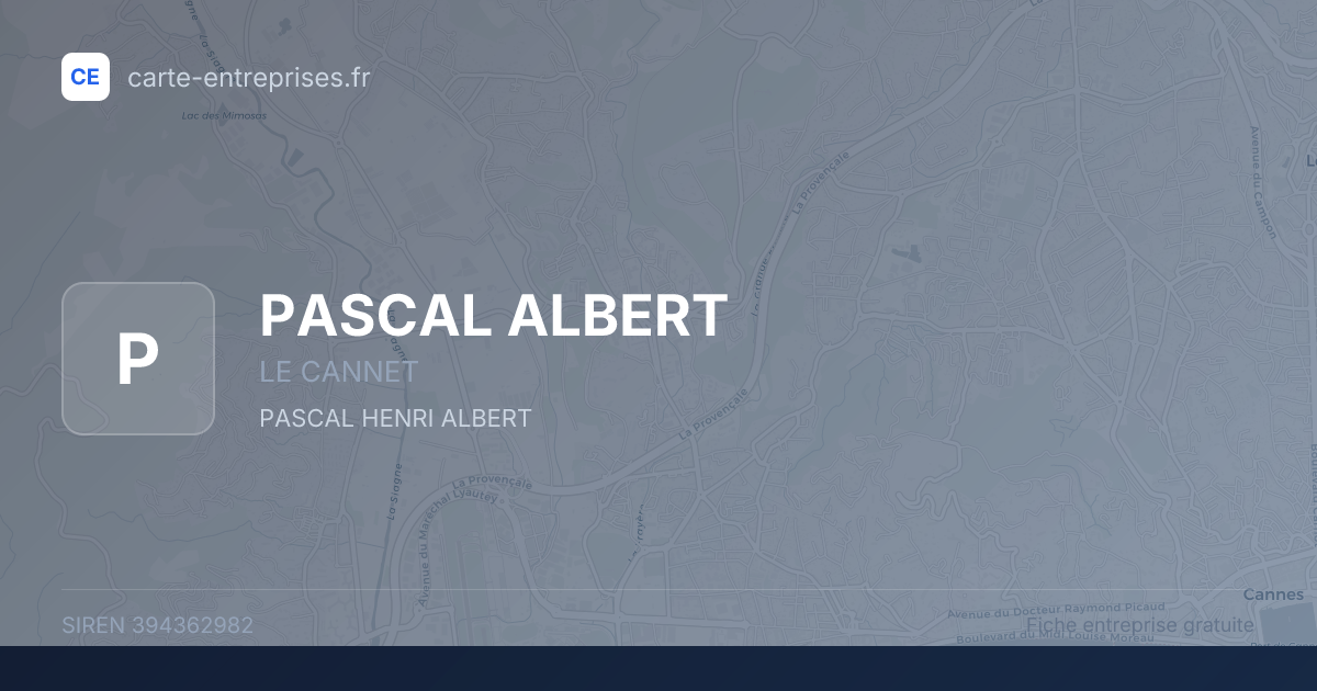 PASCAL ALBERT — 394362982 — fiche entreprise