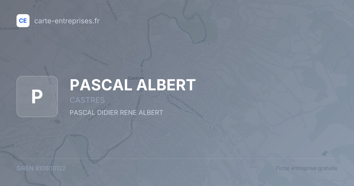 PASCAL ALBERT — 810600122 — fiche entreprise
