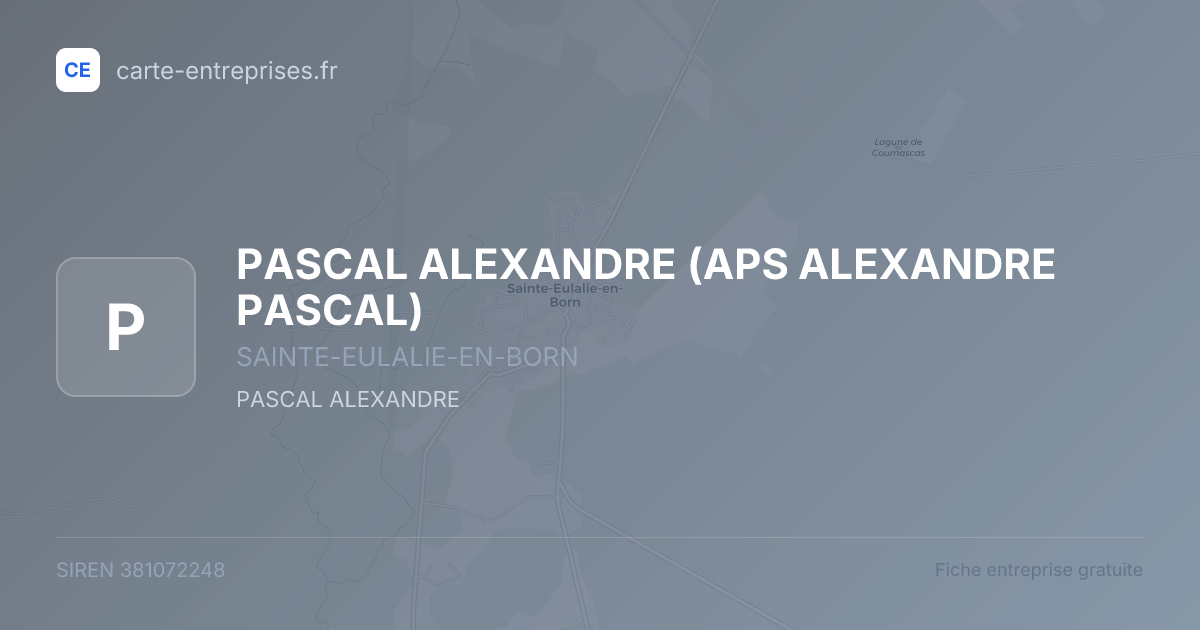 PASCAL ALEXANDRE (APS ALEXANDRE PASCAL) — 381072248 — fiche entreprise