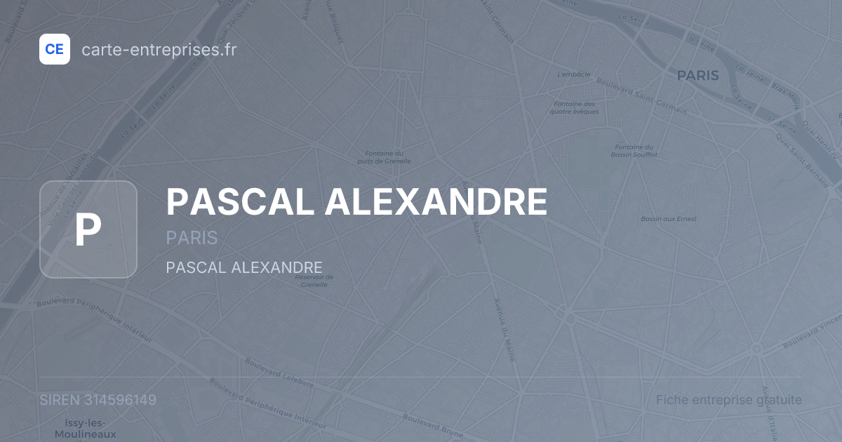 PASCAL ALEXANDRE — 314596149 — fiche entreprise