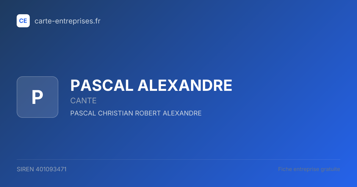 PASCAL ALEXANDRE — 401093471 — fiche entreprise