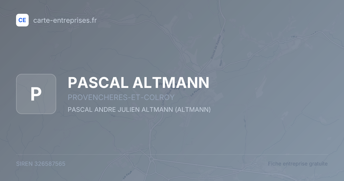 PASCAL ALTMANN — 326587565 — fiche entreprise