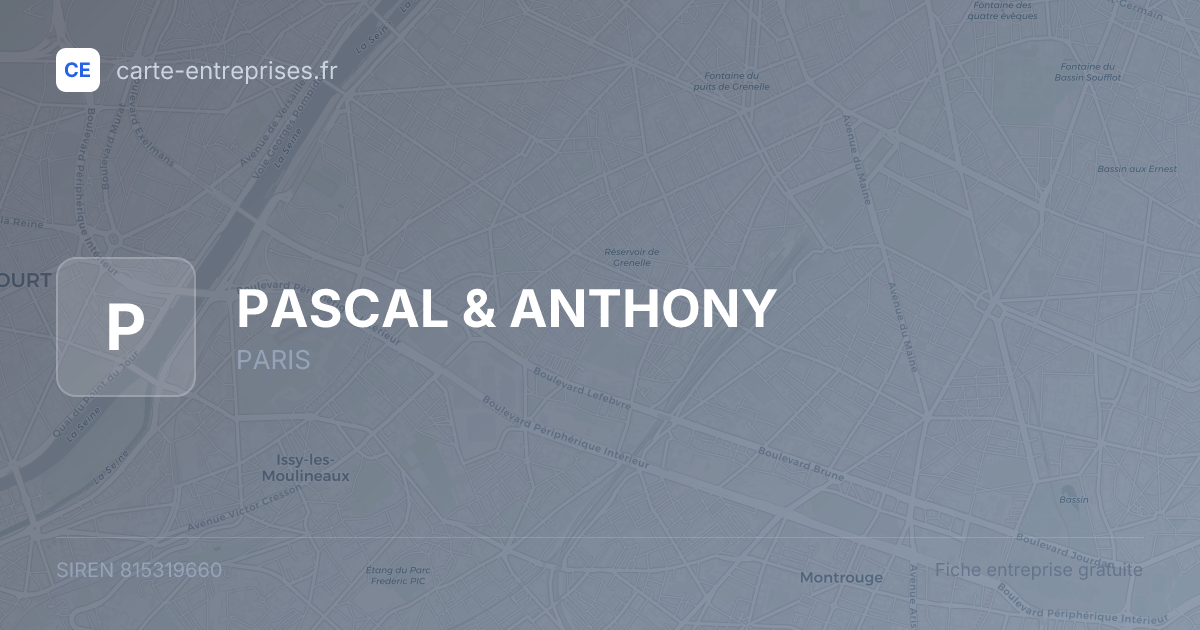 PASCAL & ANTHONY — 815319660 — fiche entreprise