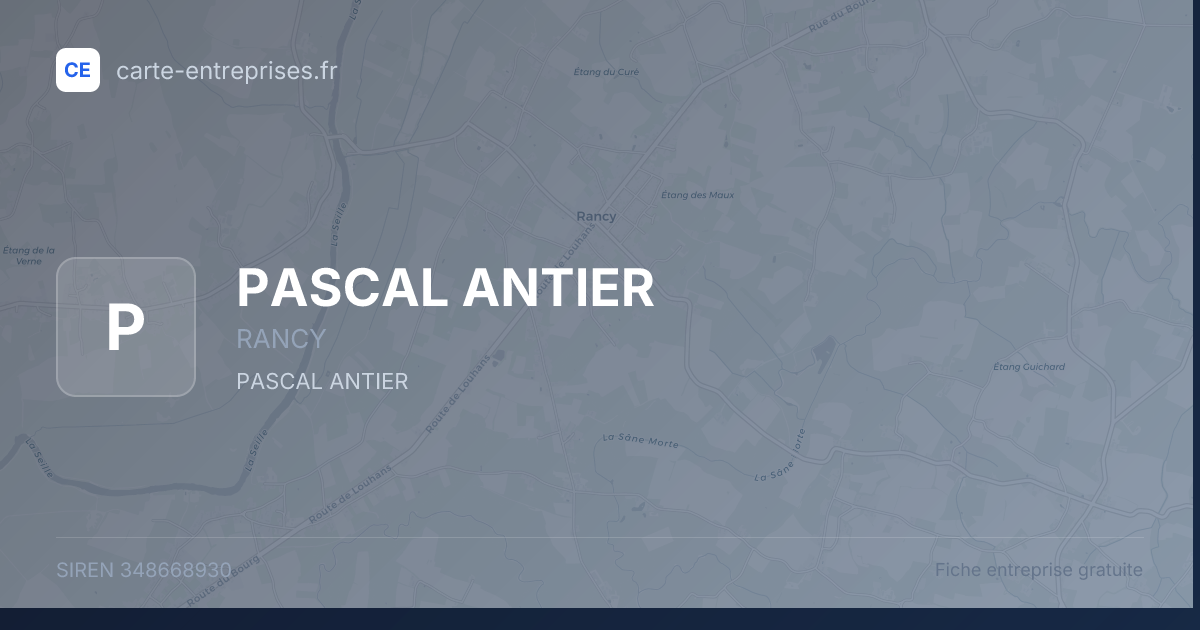 PASCAL ANTIER — 348668930 — fiche entreprise