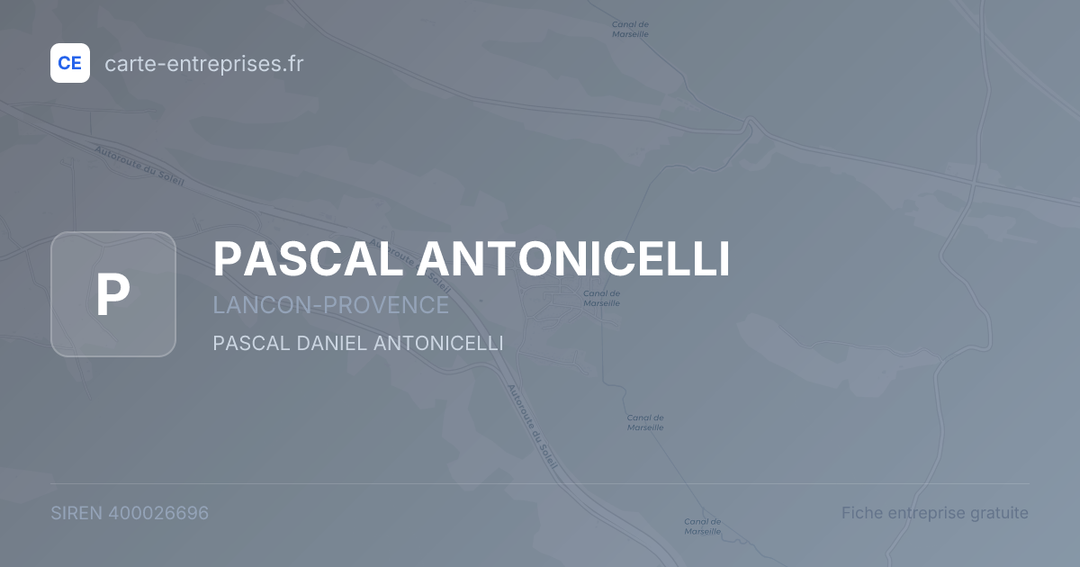 PASCAL ANTONICELLI — 400026696 — fiche entreprise