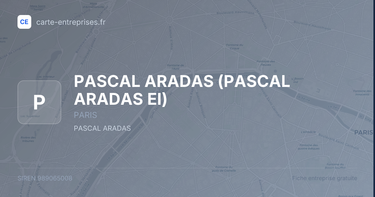 PASCAL ARADAS (PASCAL ARADAS EI) — 989065008 — fiche entreprise