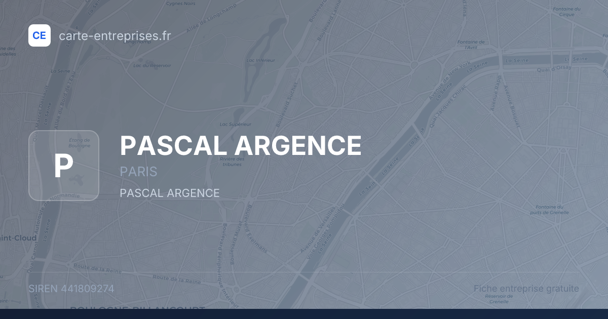 PASCAL ARGENCE — 441809274 — fiche entreprise