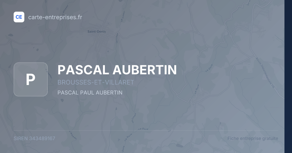 PASCAL AUBERTIN — 343489167 — fiche entreprise
