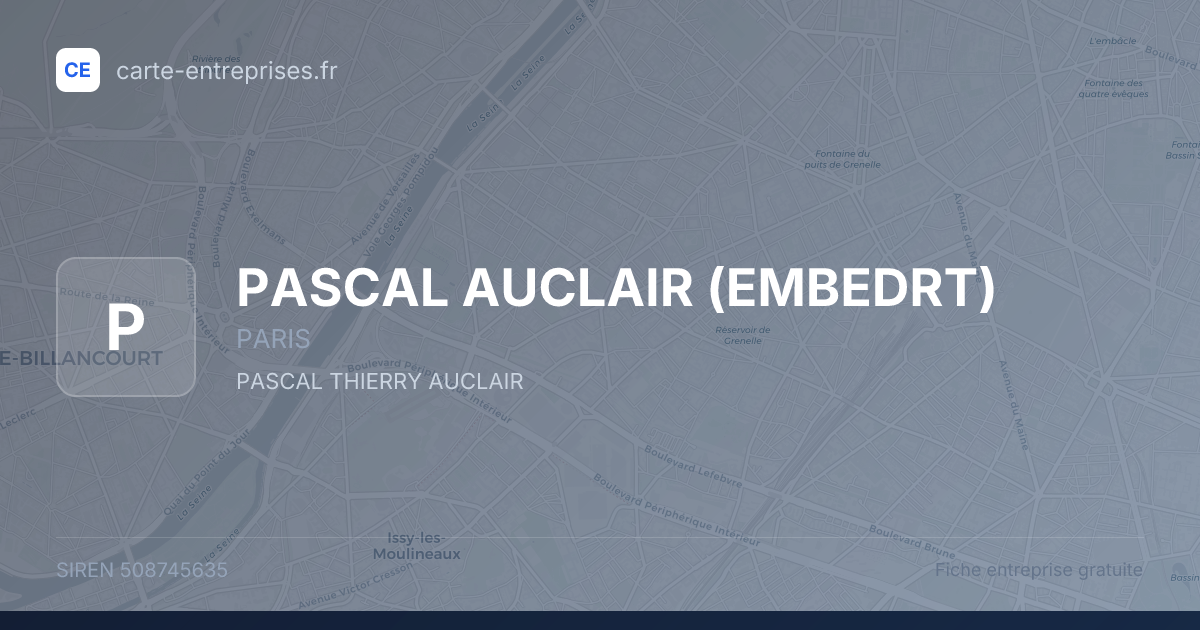 PASCAL AUCLAIR (EMBEDRT) — 508745635 — fiche entreprise