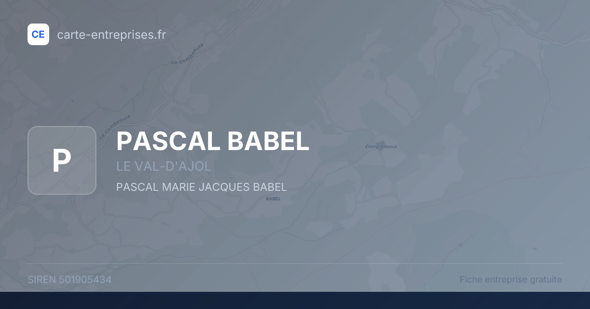 PASCAL BABEL — 501905434 — fiche entreprise