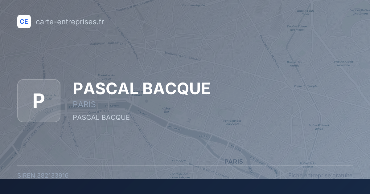 PASCAL BACQUE — 382133916 — fiche entreprise