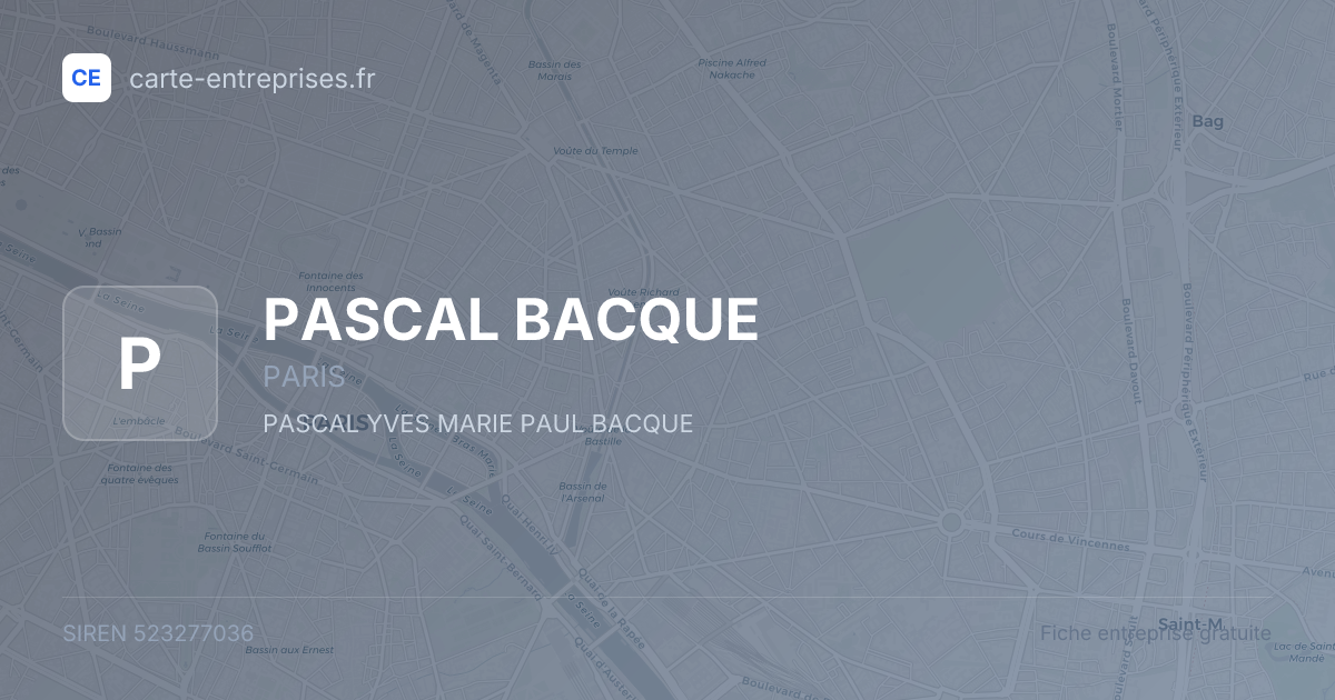 PASCAL BACQUE — 523277036 — fiche entreprise