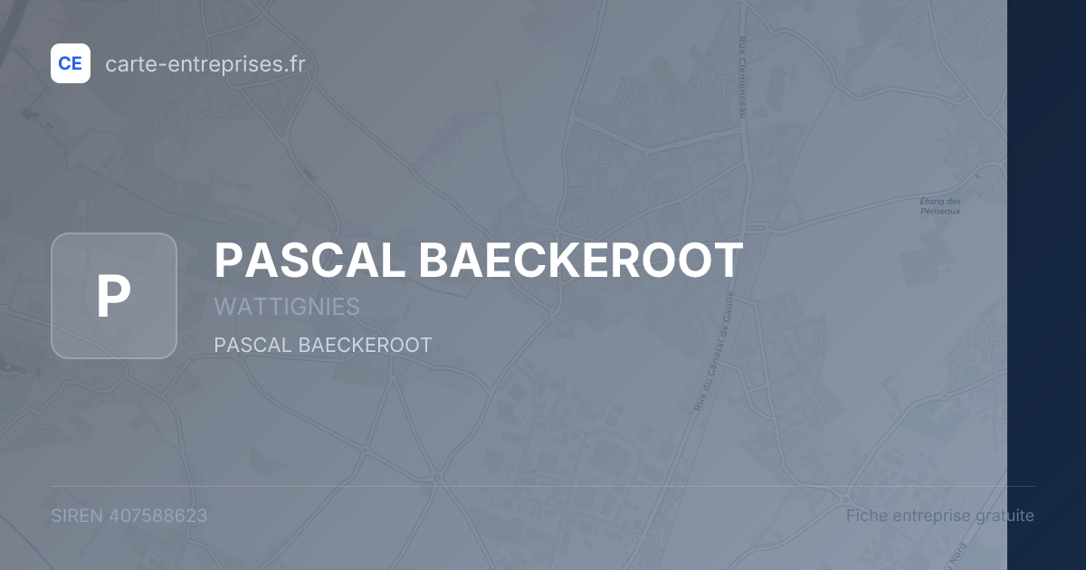 PASCAL BAECKEROOT — 407588623 — fiche entreprise