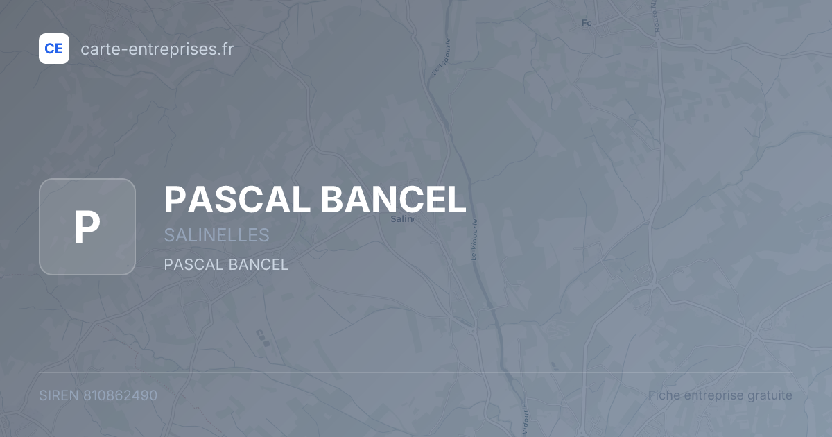 PASCAL BANCEL — 810862490 — fiche entreprise