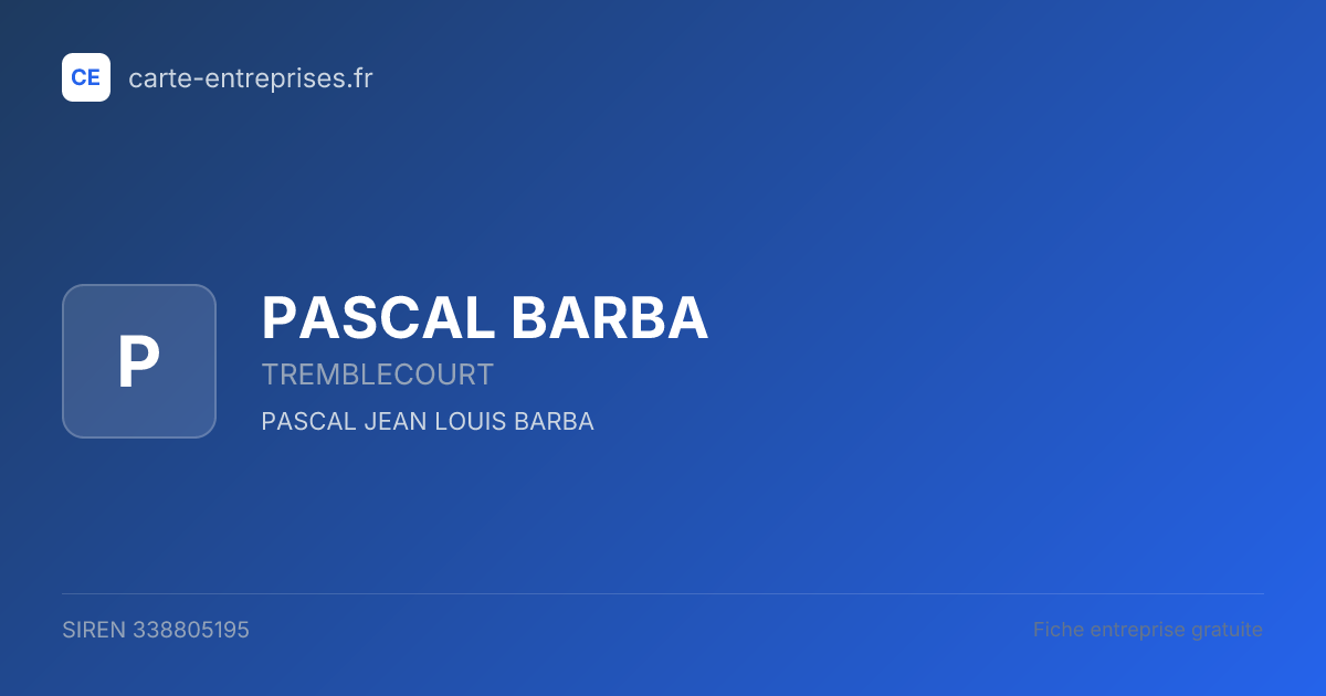PASCAL BARBA — 338805195 — fiche entreprise