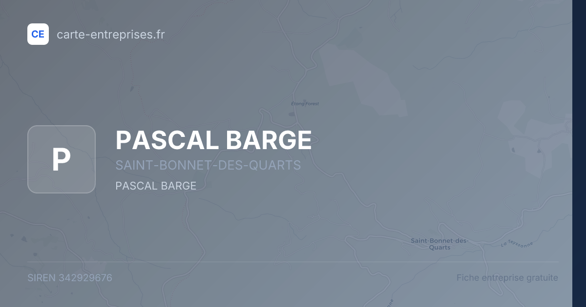 PASCAL BARGE — 342929676 — fiche entreprise