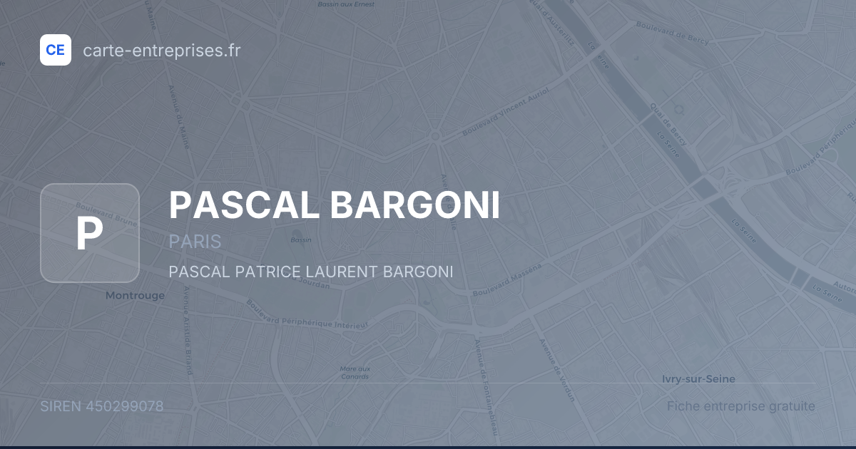 PASCAL BARGONI — 450299078 — fiche entreprise