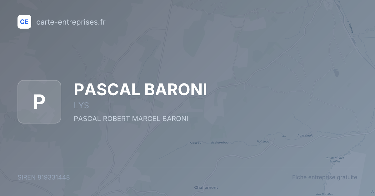 PASCAL BARONI — 819331448 — fiche entreprise