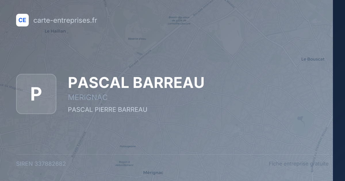 PASCAL BARREAU — 337882682 — fiche entreprise