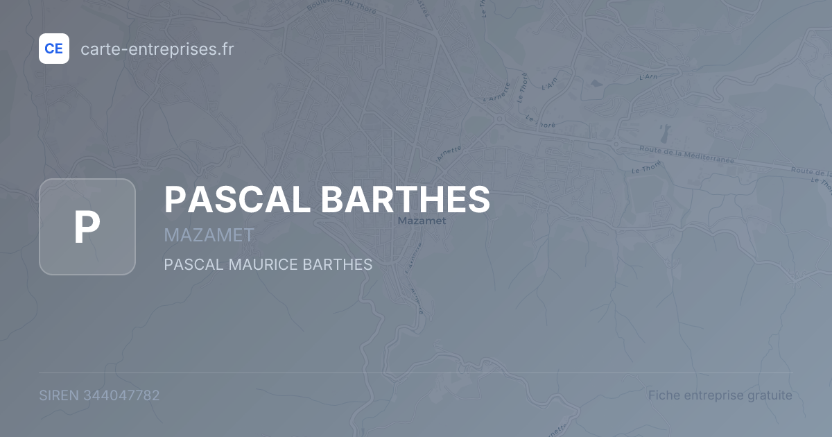 PASCAL BARTHES — 344047782 — fiche entreprise