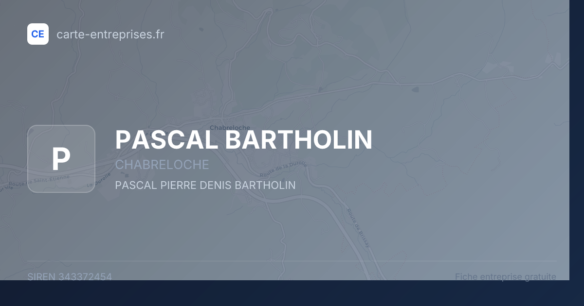 PASCAL BARTHOLIN — 343372454 — fiche entreprise