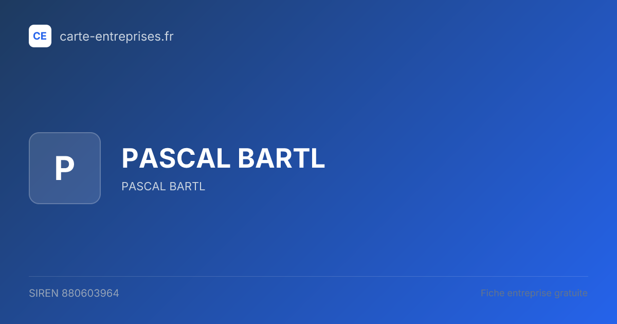 PASCAL BARTL — 880603964 — fiche entreprise