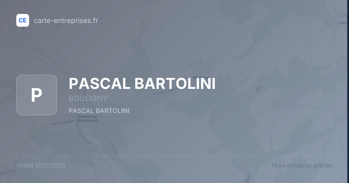 PASCAL BARTOLINI — 300213733 — fiche entreprise