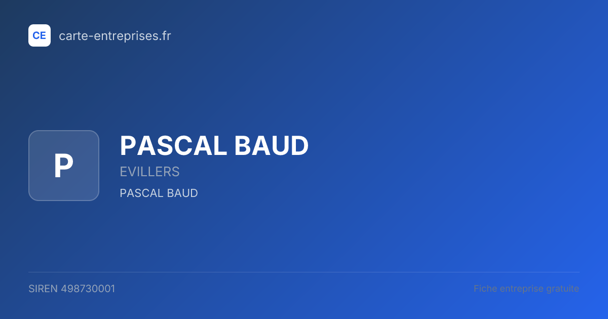 PASCAL BAUD — 498730001 — fiche entreprise