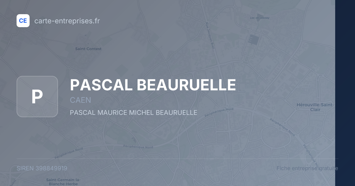 PASCAL BEAURUELLE — 398849919 — fiche entreprise