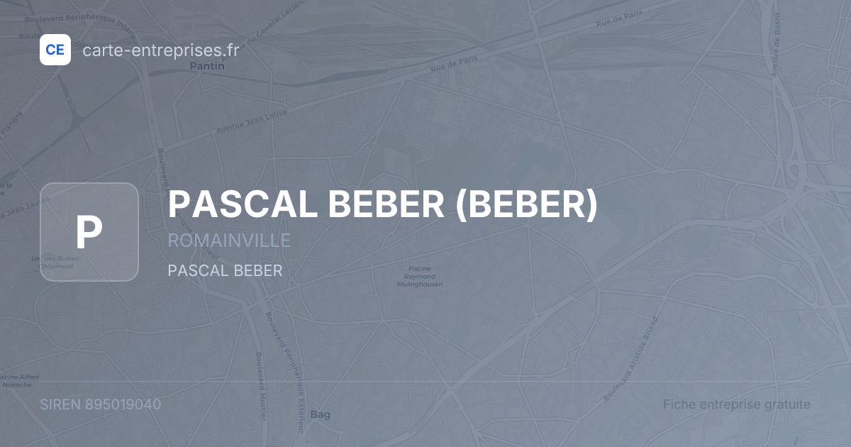 PASCAL BEBER (BEBER) — 895019040 — fiche entreprise