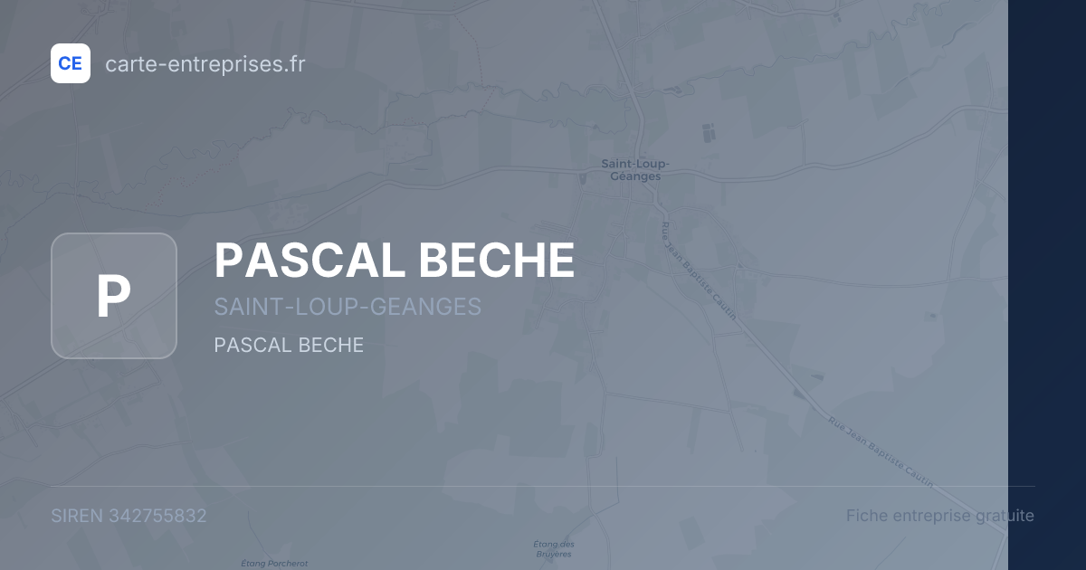 PASCAL BECHE — 342755832 — fiche entreprise