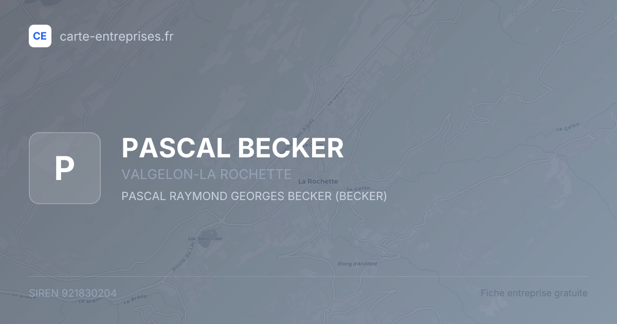PASCAL BECKER — 921830204 — fiche entreprise