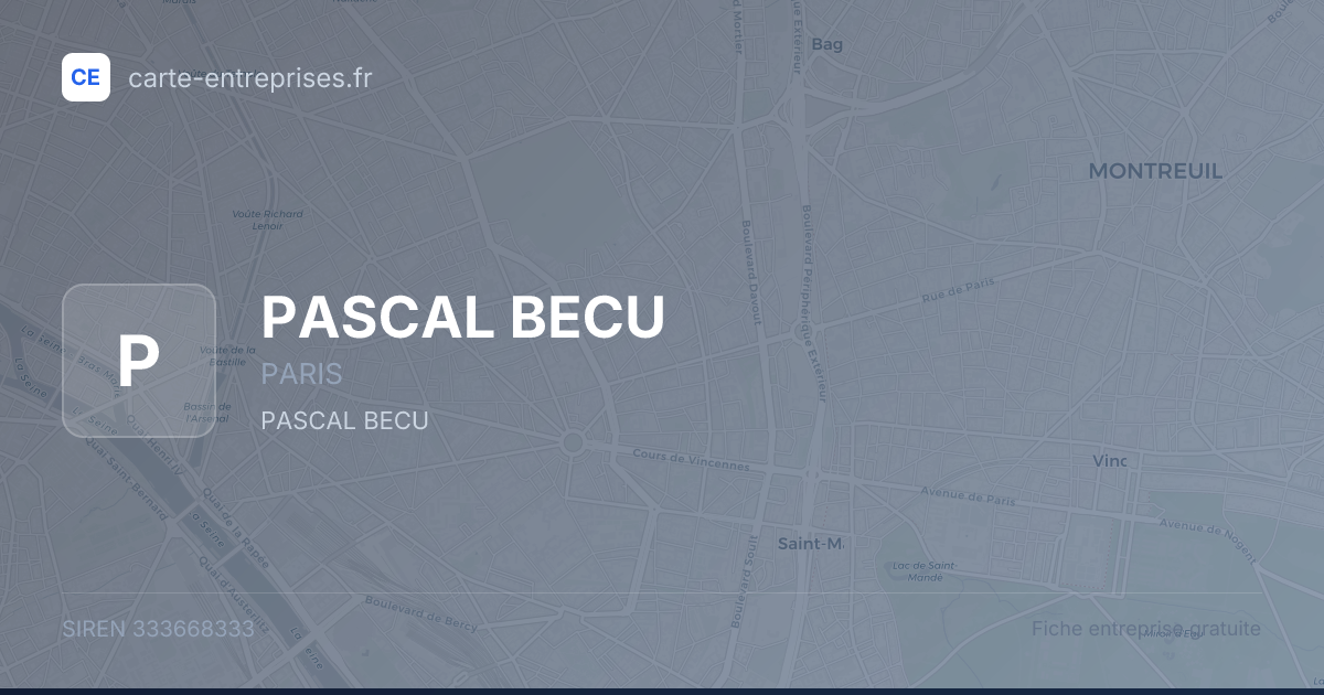 PASCAL BECU — 333668333 — fiche entreprise
