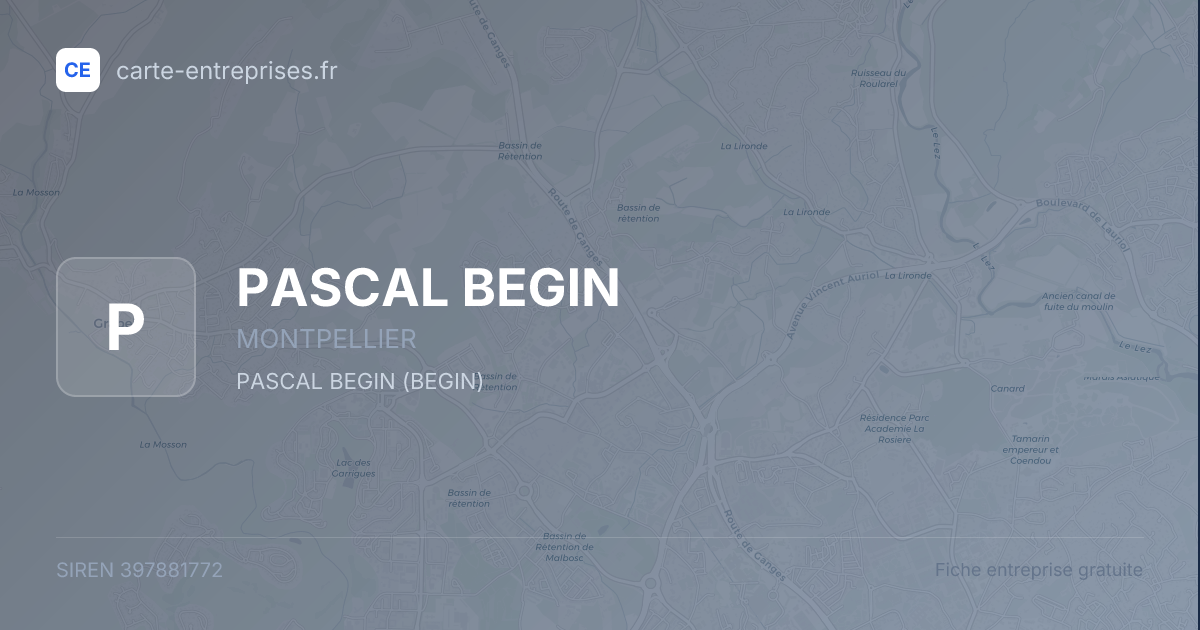 PASCAL BEGIN — 397881772 — fiche entreprise