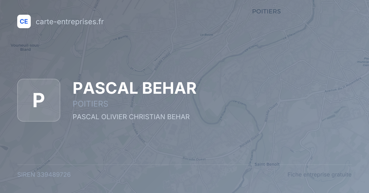 PASCAL BEHAR — 339489726 — fiche entreprise