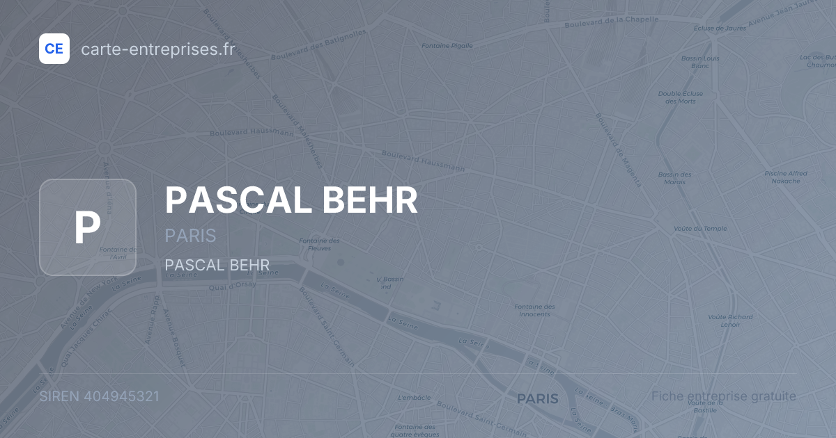 PASCAL BEHR — 404945321 — fiche entreprise