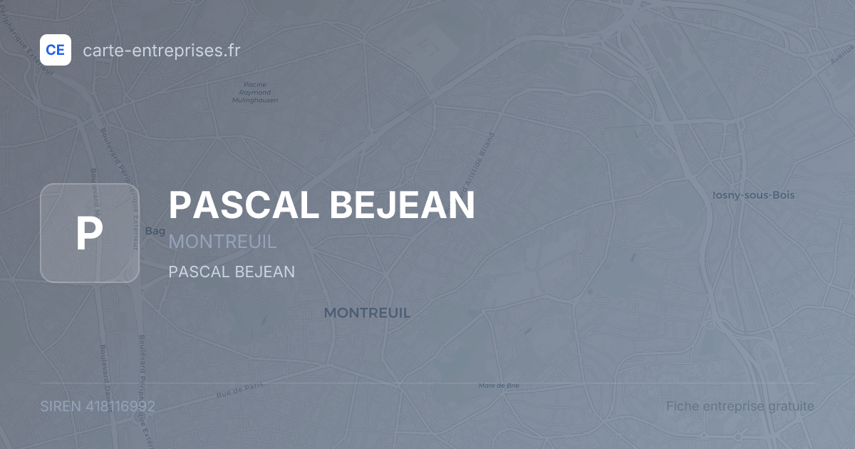 PASCAL BEJEAN — 418116992 — fiche entreprise