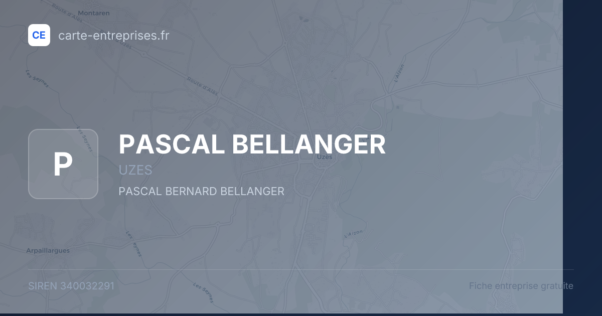 PASCAL BELLANGER — 340032291 — fiche entreprise