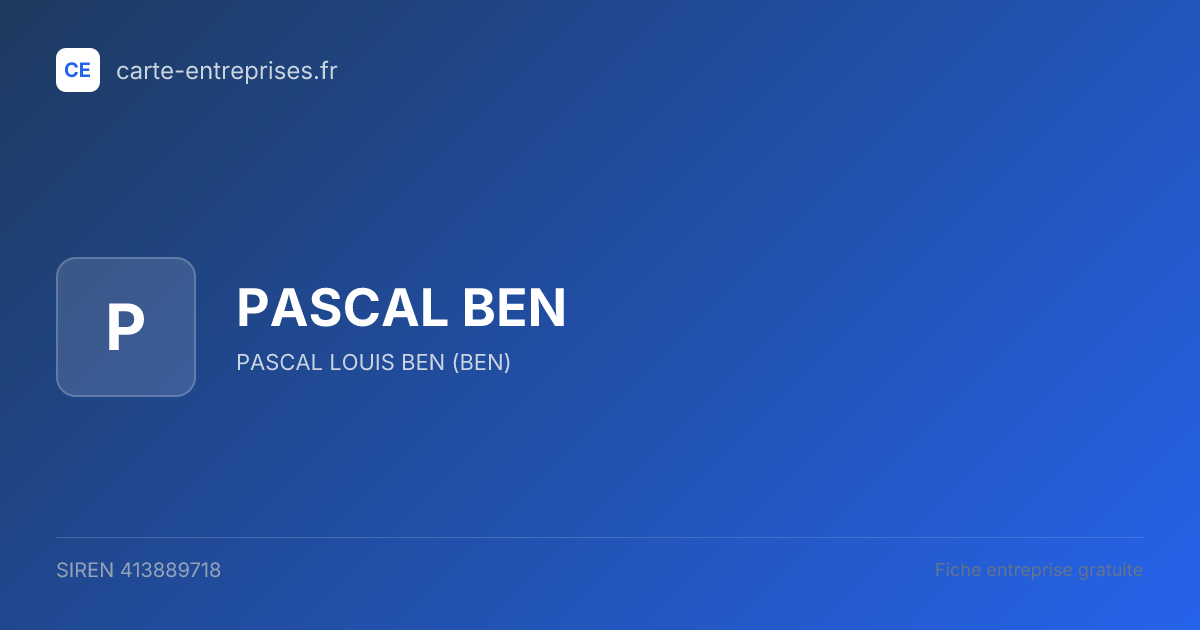 PASCAL BEN — 413889718 — fiche entreprise