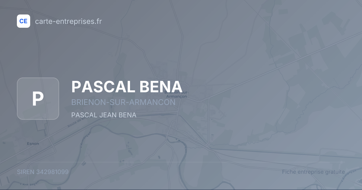 PASCAL BENA — 342981099 — fiche entreprise