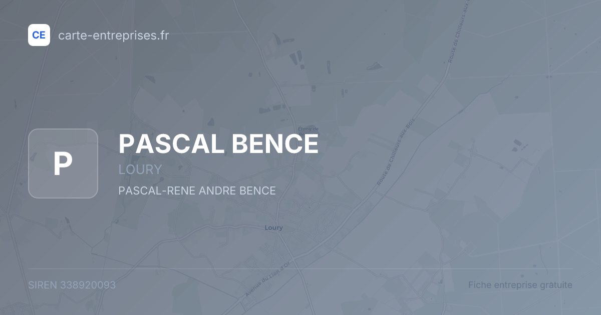 PASCAL BENCE — 338920093 — fiche entreprise