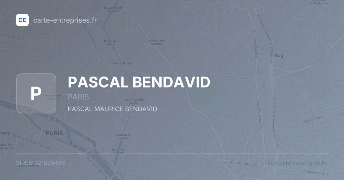 PASCAL BENDAVID — 321025488 — fiche entreprise